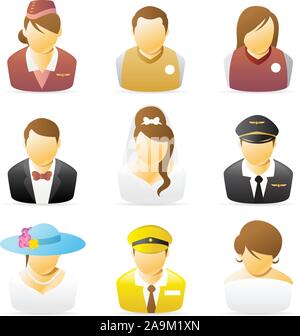 Icons collection representing various people`s occupations. set 3. Stock Vector